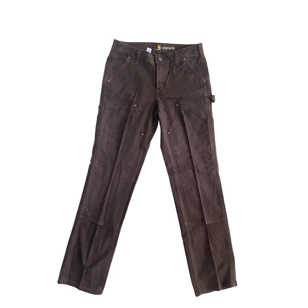 Carhartt Original Fit Double Front Work Pants Utility Dark Brown Size 4R